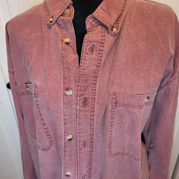 Men's Red Head Faded Burgundy Button Up Shirt XXL Western Grunge Skater Gorpcore - Picture 3 of 10